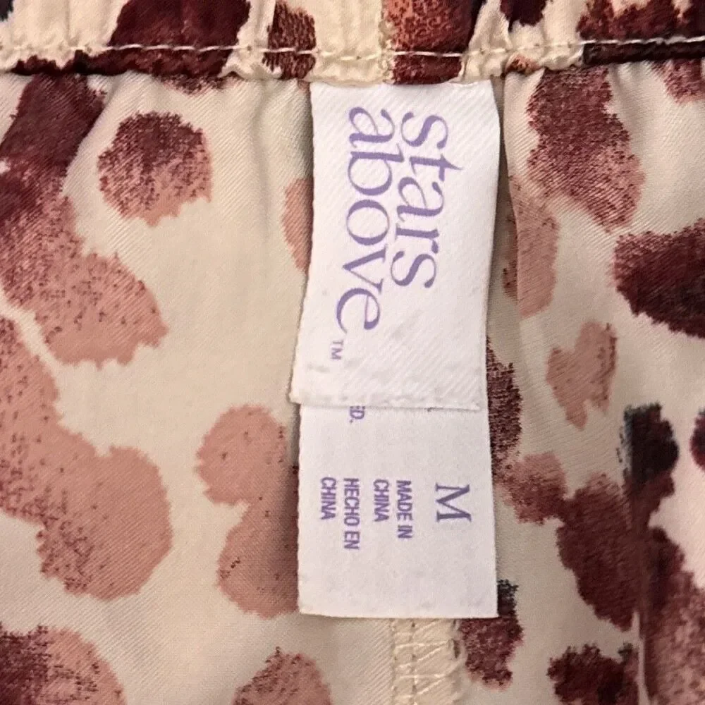 Stars Above Pajama Set M Satin Cami Shorts Leopard Print Sleek Dorm Loungewear